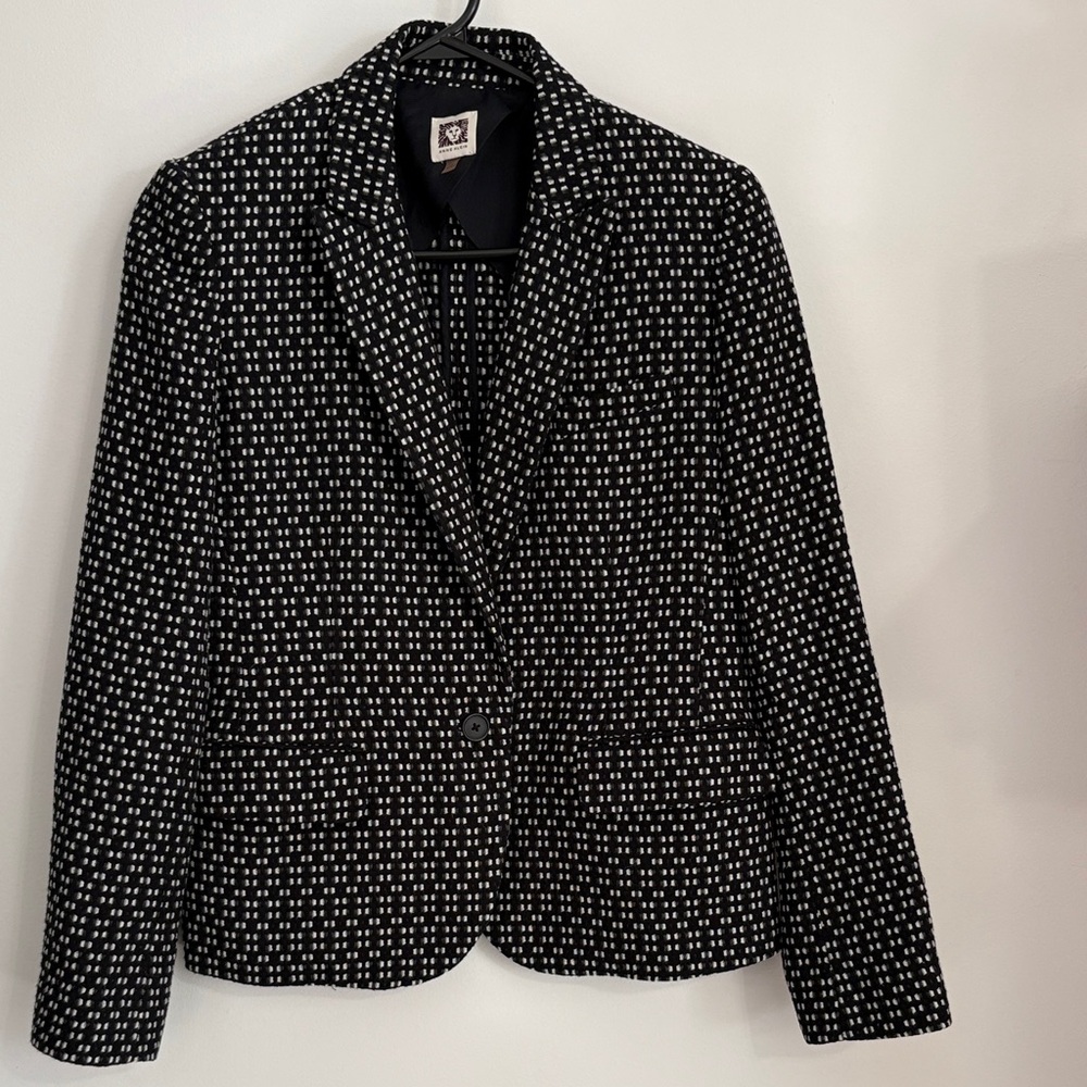 Vintage Anne Klein Black and White Geometric Blazer